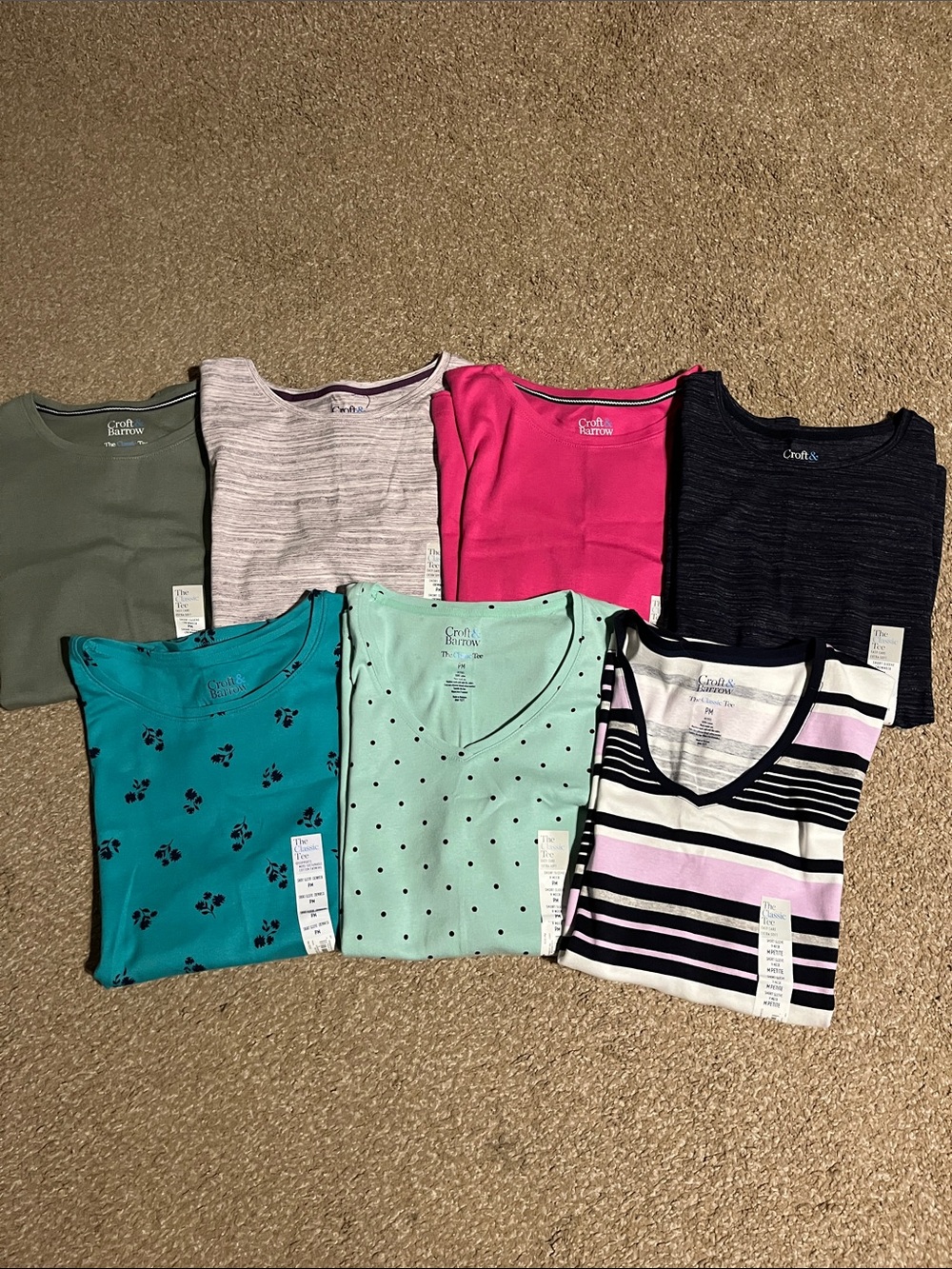 7 Croft & Barrow Short-Sleeve Shirts Womens size petite medium PM NWT